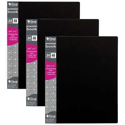 C-Line® 8.5" x 11" 24-Pocket Bound Sheet Protector Presentation Book, 3ct.