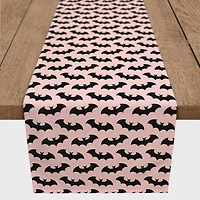 72" Bats On Pink Pattern Poly Twill Table Runner
