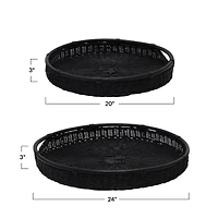Hello Honey® Black Wicker Trays with Handle Set