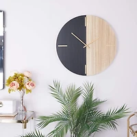Black Contemporary Abstract Wall Clock, 24" x 2" x 24"
