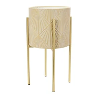 Hello Honey® Cream & Gold Boho Embossed Metal Planters with Stands Set