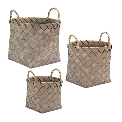 Natural Woven Wicker Basket with Handles Set