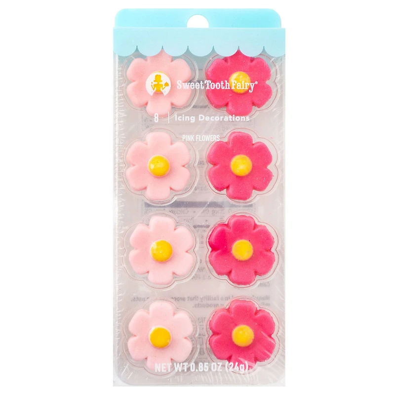 Sweet Tooth Fairy® Pink & Yellow Flower Icing Decorations