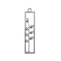 John Bead Silver Rectangle with Leaves Pendants, 4ct.