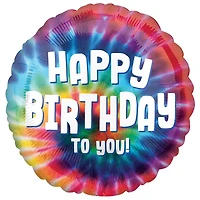 17" Tie Dye Birthday Mylar Balloon