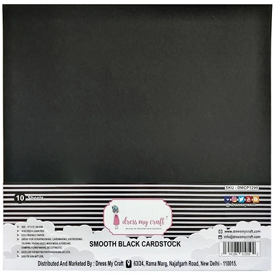 Dress My Craft® Smooth Black 12" x 12" Cardstock, 10 Sheets
