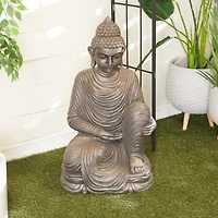 Dark Brown Traditional Buddha Garden Sculpture, 19" x 15" x 36"