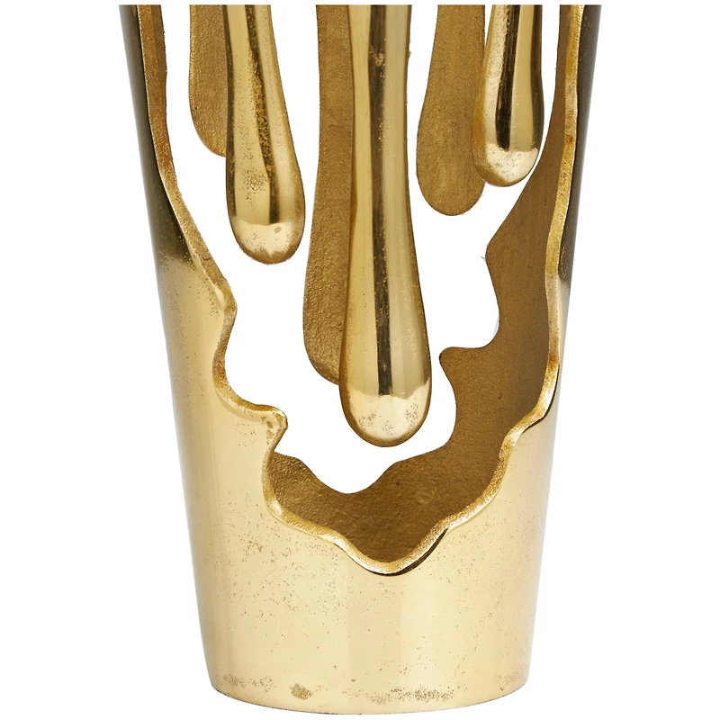 19" Gold Aluminum Drip Vase with Melting Designed Body