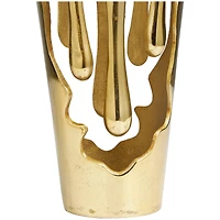 19" Gold Aluminum Drip Vase with Melting Designed Body