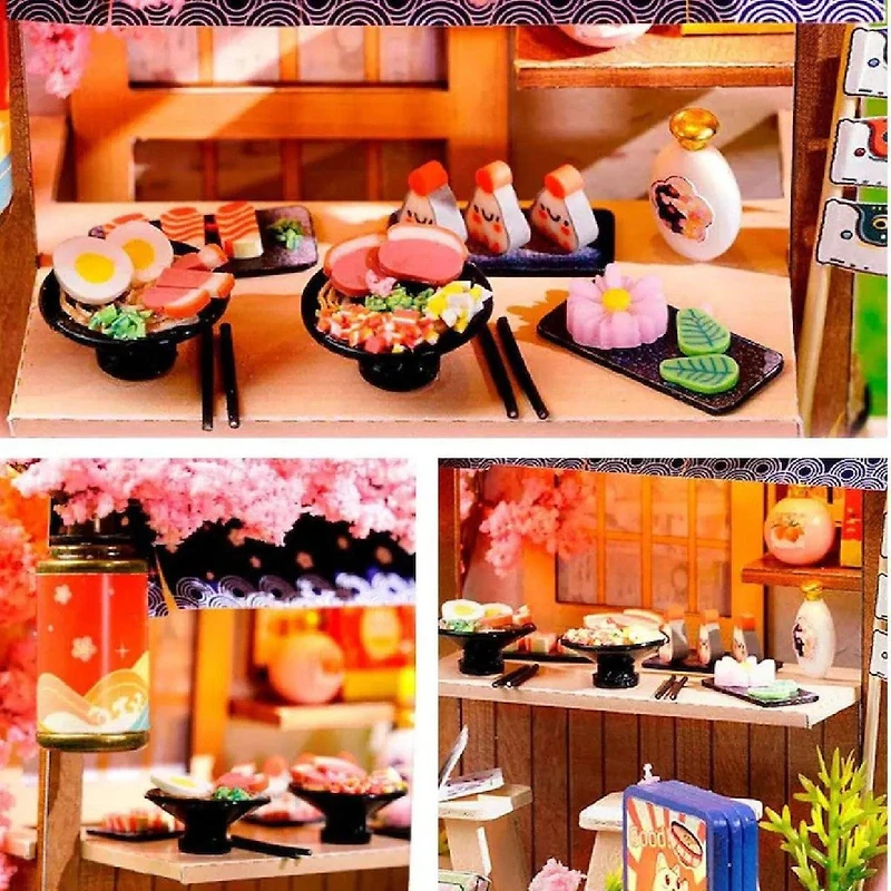 Wizardi Sakura Noodles Shop Miniature Dollhouse Roombox Kit