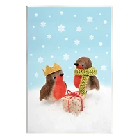 Stupell Industries Birds Gift Giving Christmas Snow Wall Plaque Art