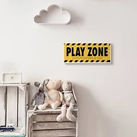 Stupell Industries Play Zone Caution Children Construction Sign Yellow Black, 7" x 17"