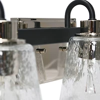 Hello Honey® Robert Stevenson Lighting Jameson Matte Black & Polished Nickel Metal & Seedy Glass 3-Light Vanity Light