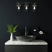 Hello Honey® 28" Black Industrial Metal Cage 3-Light Wall Sconce