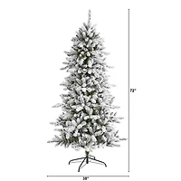 6ft. Unlit Flocked Livingston Fir with Pinecones Artificial Christmas Tree