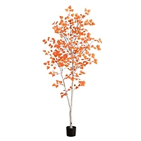 7ft. Autumn Paper Birch Artificial Fall Tree
