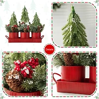 Glitzhome® 21" Christmas Metal Potted Triple Trees Centerpiece