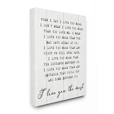 Stupell Industries Inspirational I Love You The Most Canvas Wall Art