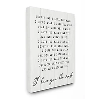 Stupell Industries Inspirational I Love You The Most Canvas Wall Art