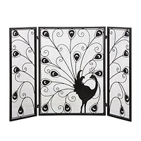 Black Metal Eclectic Fireplace Screen, 32" x 48" x 1"