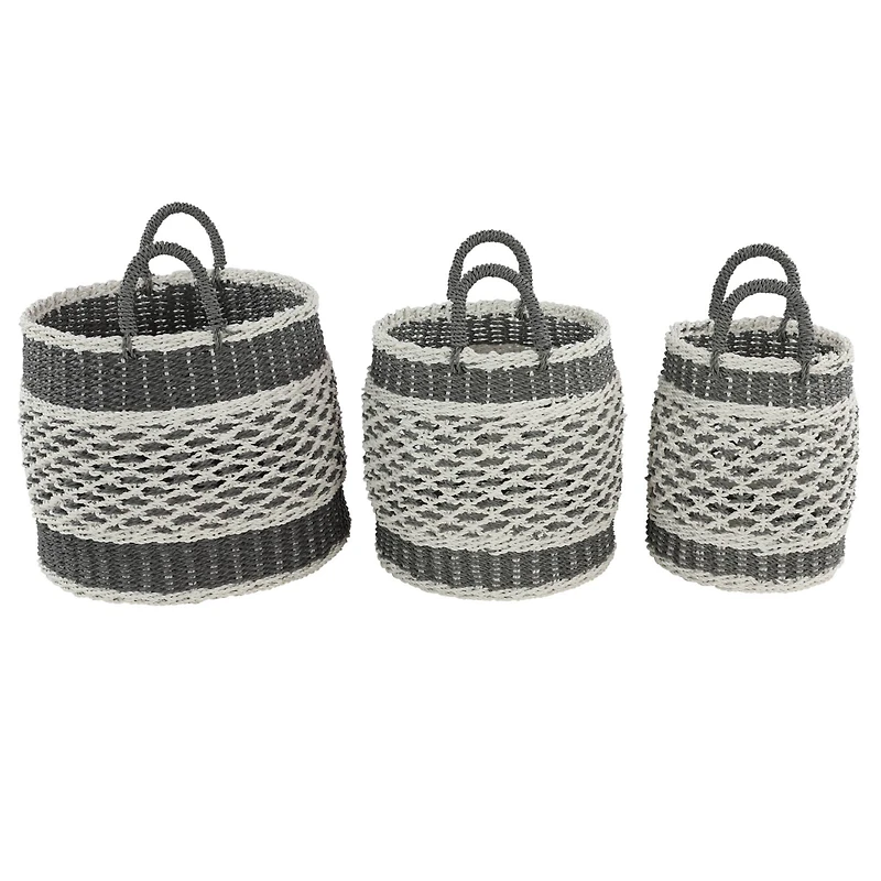 Gray Plastic Eclectic Storage Basket Set