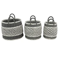 Gray Plastic Eclectic Storage Basket Set