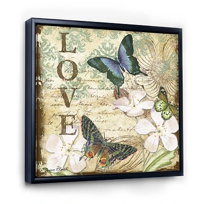 Designart - Inspirational Butterflies Love - Cottage Premium Framed Canvas Wall Art