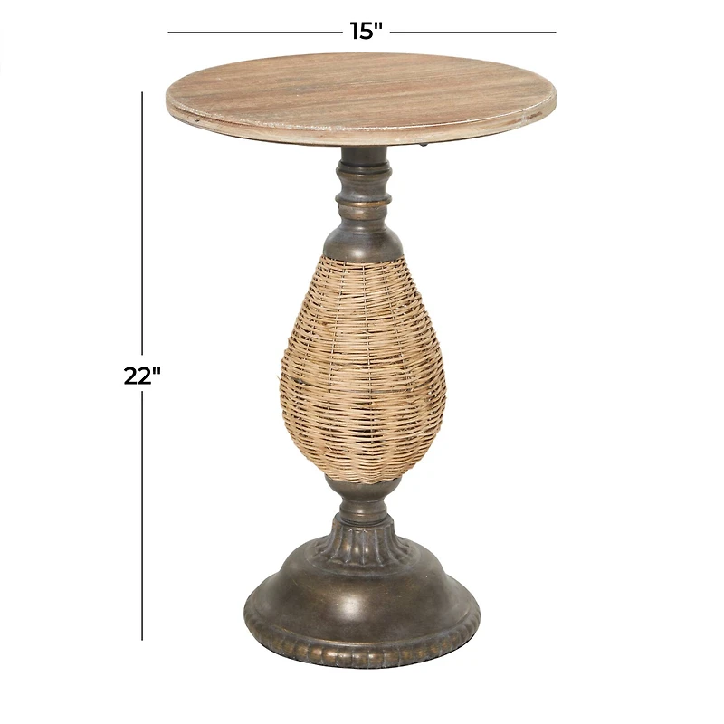 Brown Iron Farmhouse Accent Table, 22" x 15" x 15"