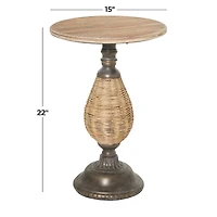 Brown Iron Farmhouse Accent Table, 22" x 15" x 15"