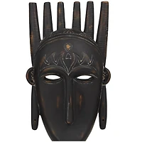 Black Polystone Handmade Carved Mask Sculpture Set