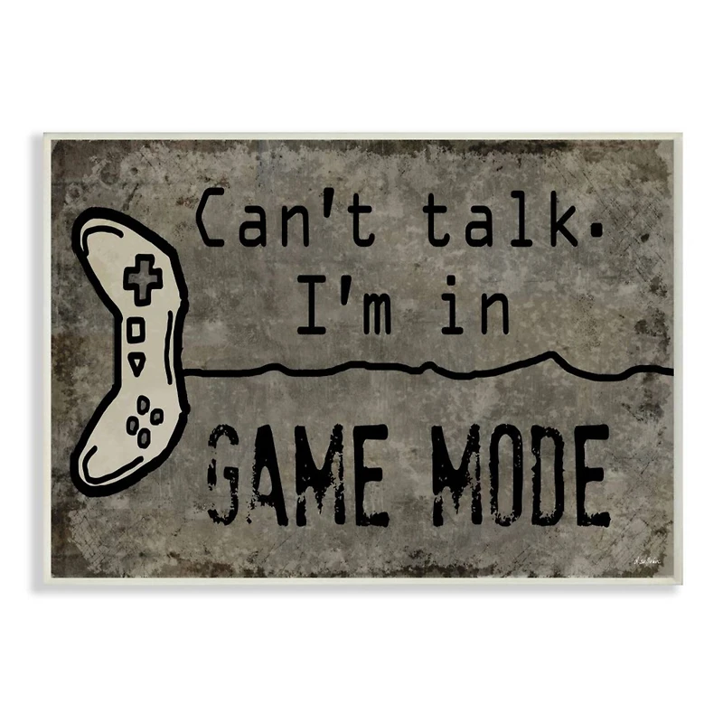 Stupell Industries Can't Talk Game Mode Quote Brown Controller Wood Wall Plaque