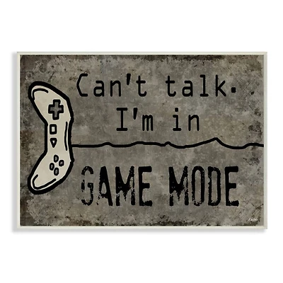 Stupell Industries Can't Talk Game Mode Quote Brown Controller Wood Wall Plaque