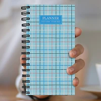 TF Publishing 2024-2025 Small Blue Plaid Spiral Weekly Monthly Planner