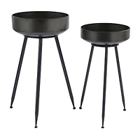Set of 2" Black Metal Modern Planter, 20" x 20" x 20"
