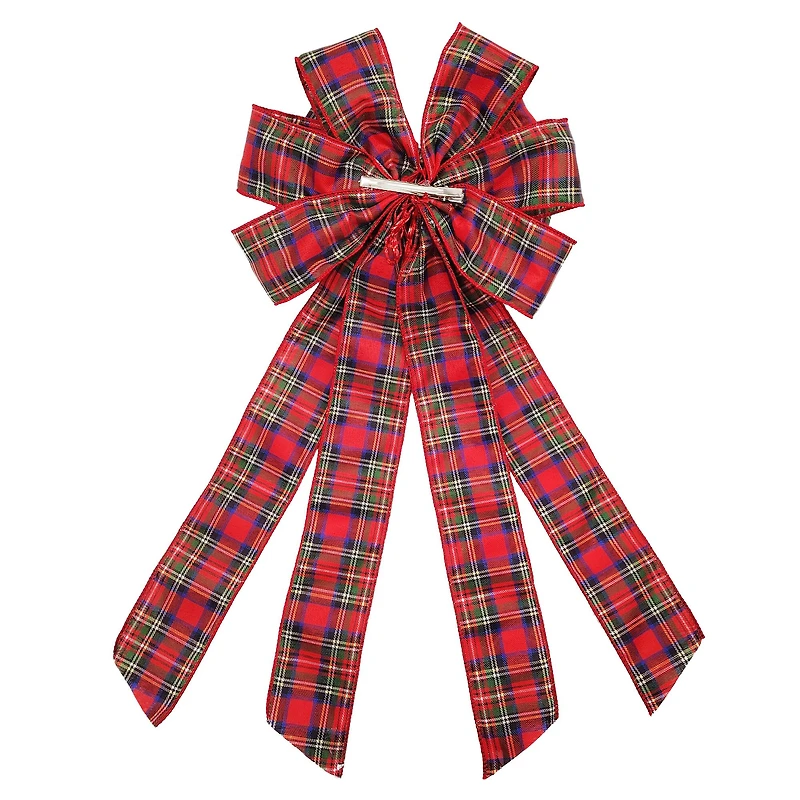 20.5" Red Tartan Plaid Tree Bow by Celebrate It®