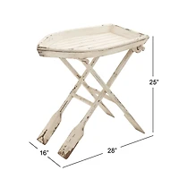 25" White Chinese Fir Coastal Accent Table