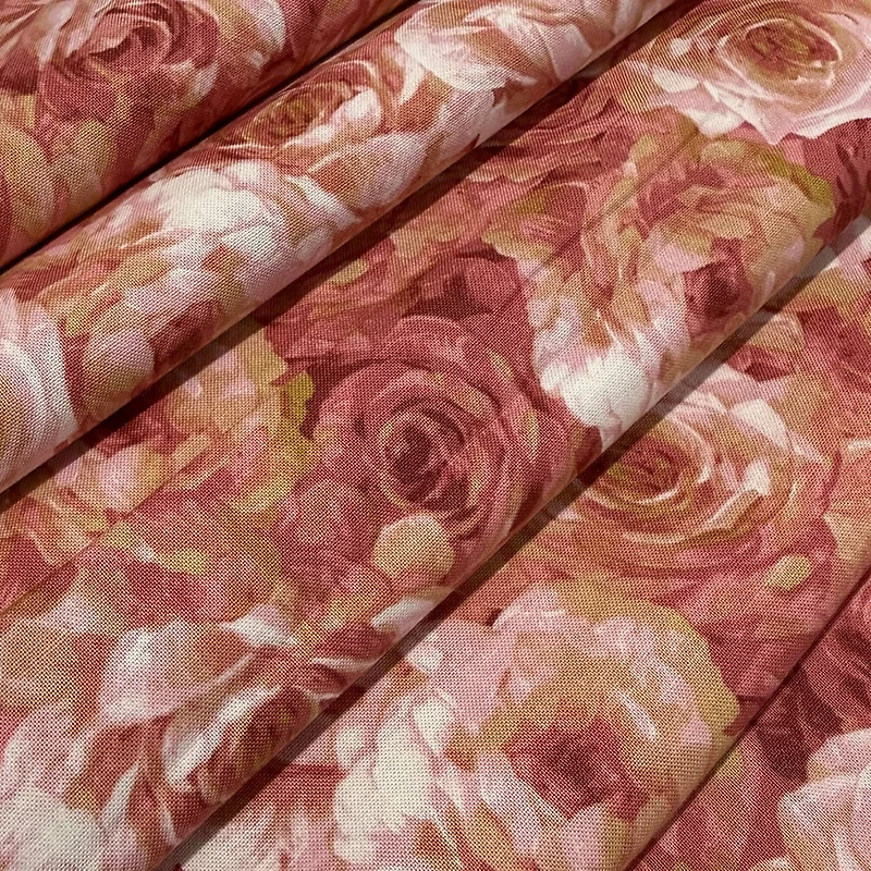 Feldman Floral Packed Pink Rose Cotton Fabric