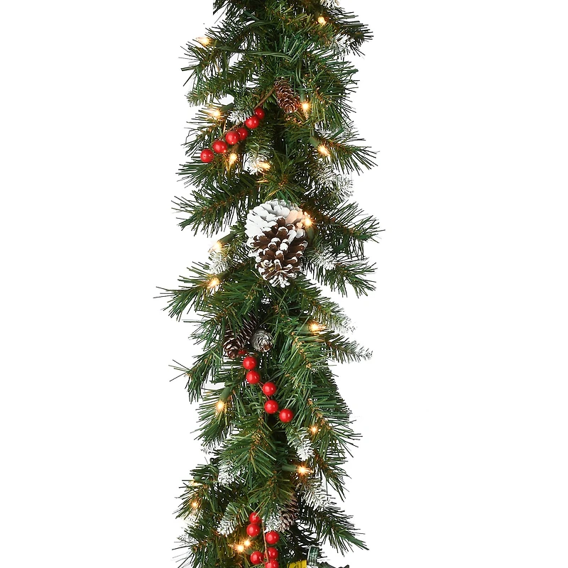 9' x 10" Pre-lit Frosted Berry Artificial Christmas Garland with 100 Clear Lights