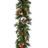 9' x 10" Pre-lit Frosted Berry Artificial Christmas Garland with 100 Clear Lights