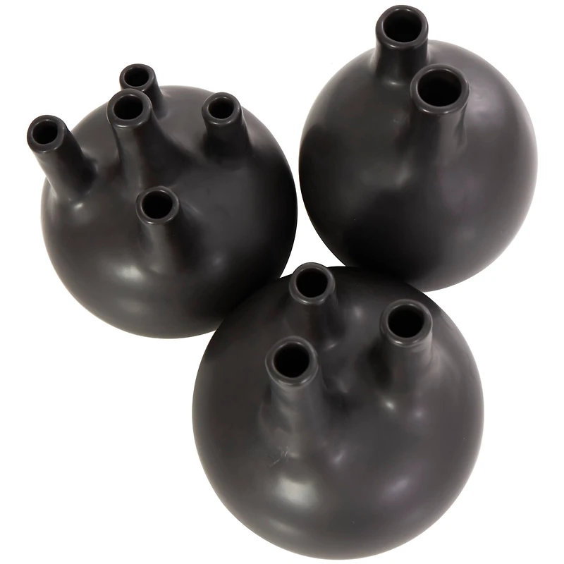 CosmoLiving by Cosmopolitan Black Round Ceramic Bud Vase Set