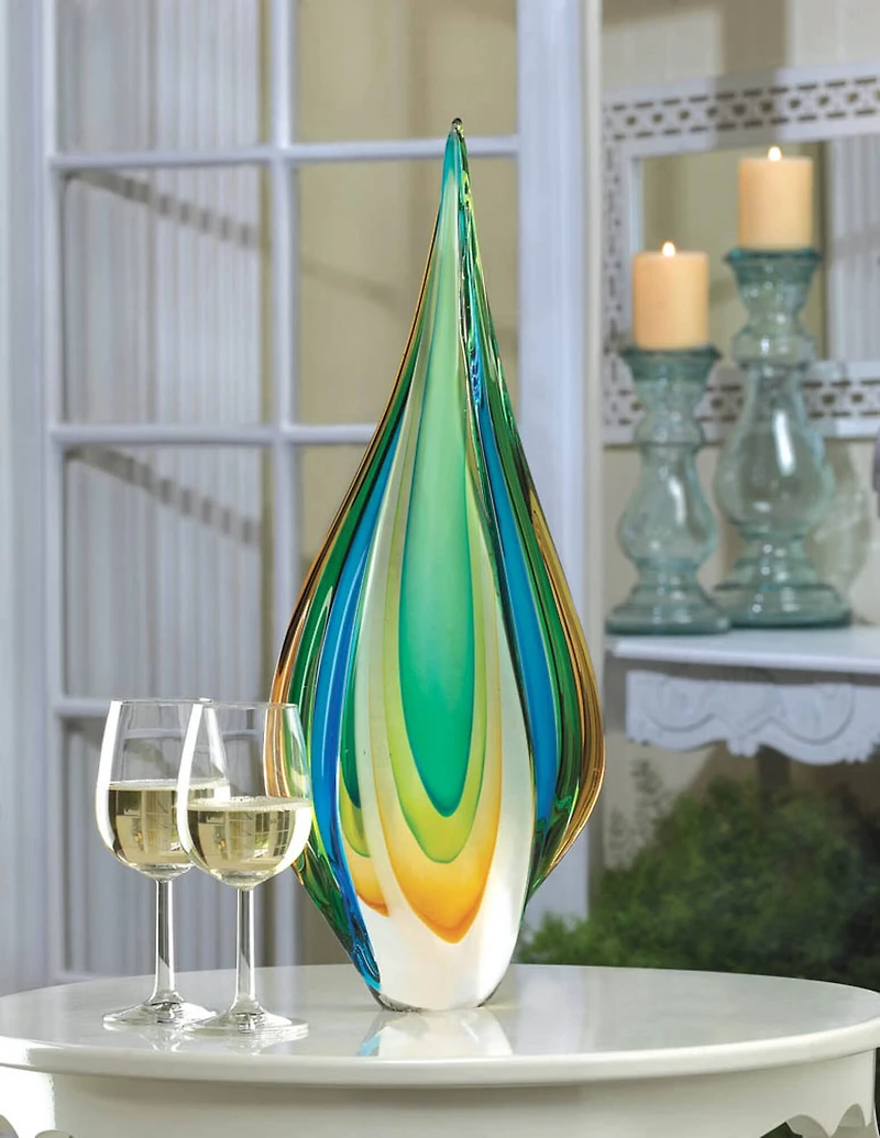 18” Cool Flame Art Glass Statue