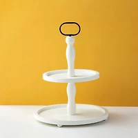 Glitzhome® 18" White Wood Double Tiered Tray