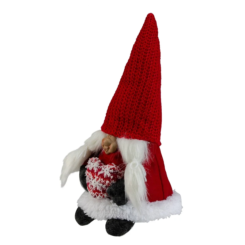 12.5" Smiling Woman Gnome with Heart Tabletop Accent