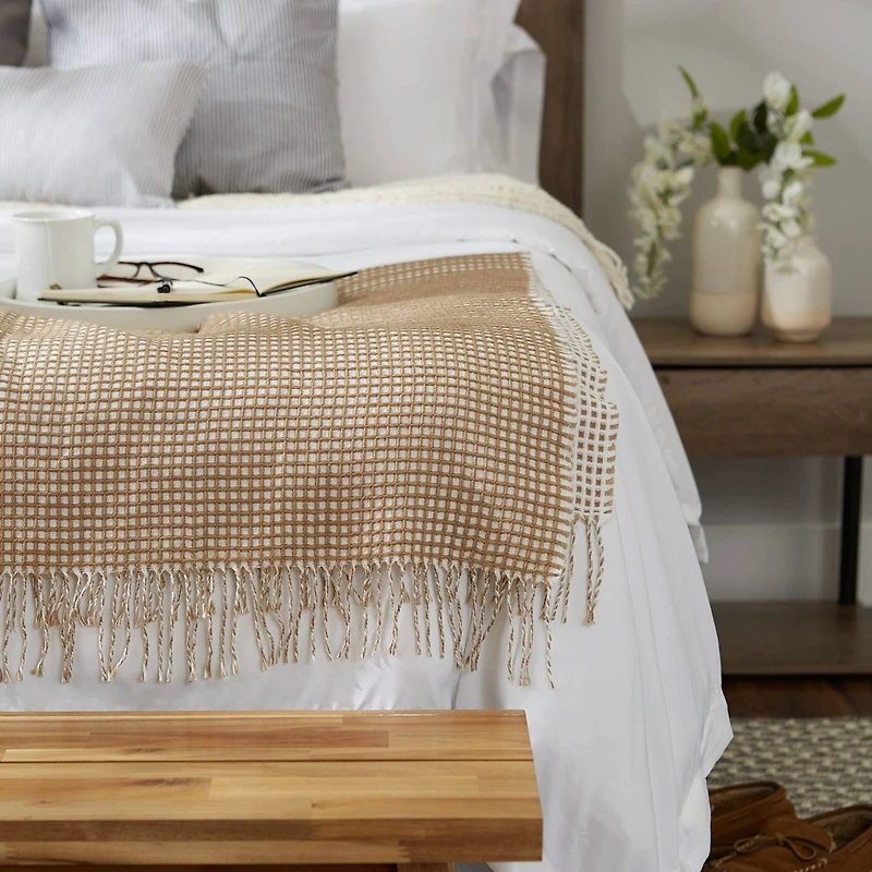 DII® Stone & White Waffle Knit Throw