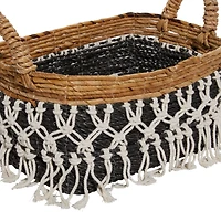 Black Cotton Bohemian Storage Basket Set