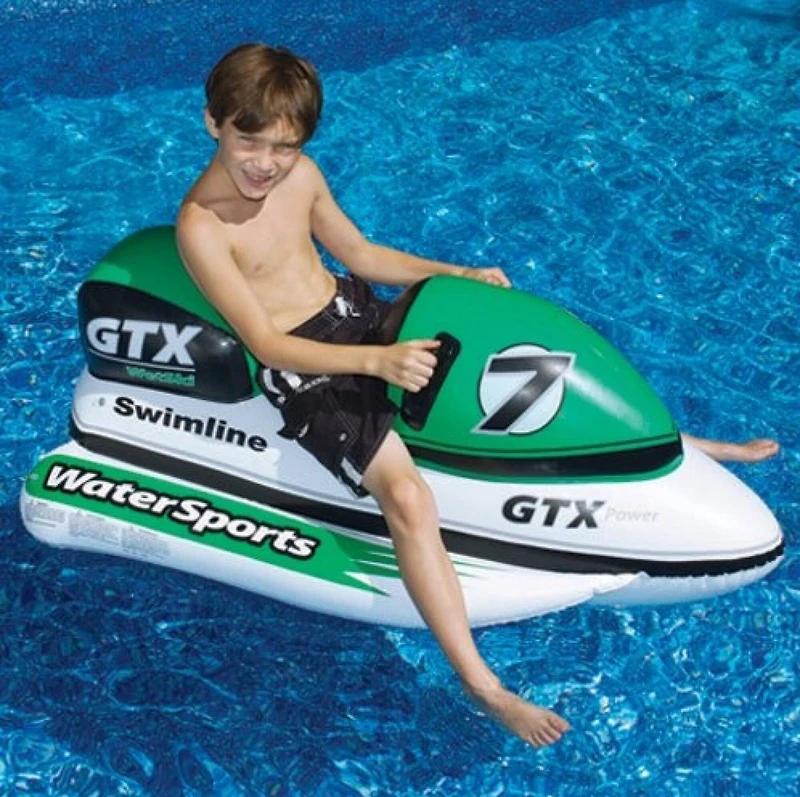 Swim Central 51" Inflatable Green GTX Power Water Bike Swimming Pool Ride on Float