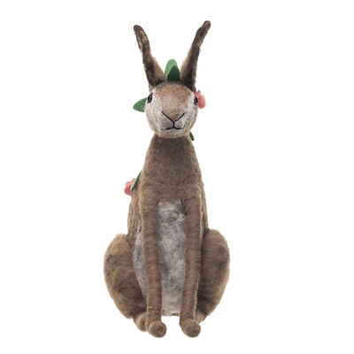 Hello Honey® 15.75" Flower Wool Rabbit Décor Accent