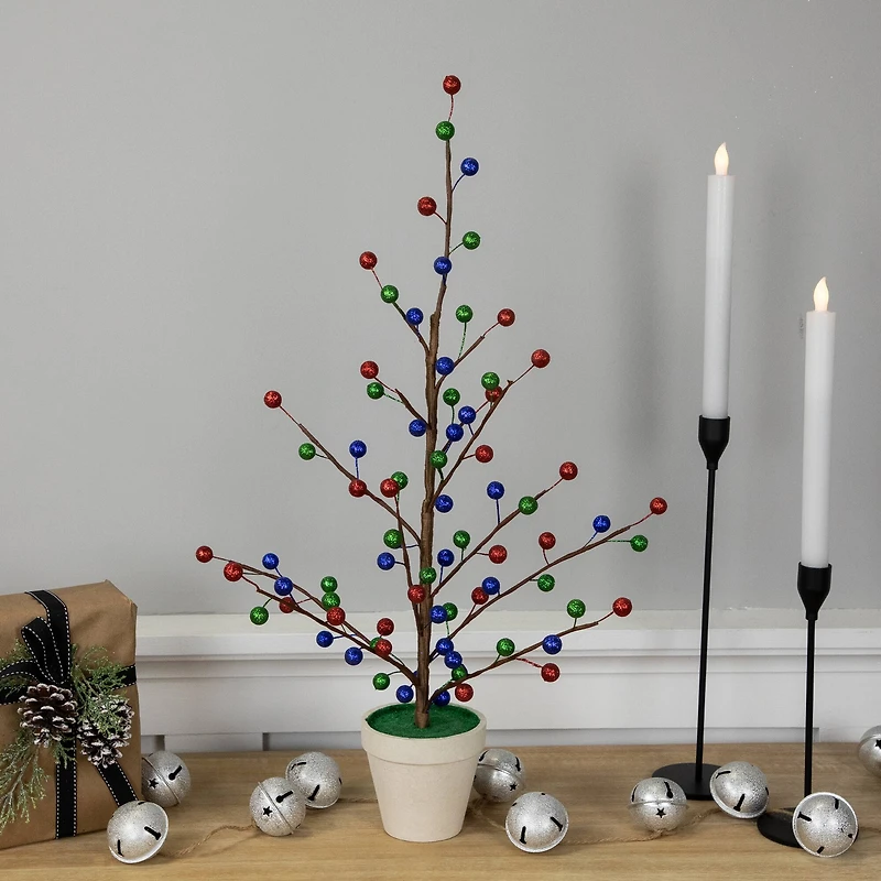 2ft. Unlit Glittered Ball Ornament Artificial Christmas Tree