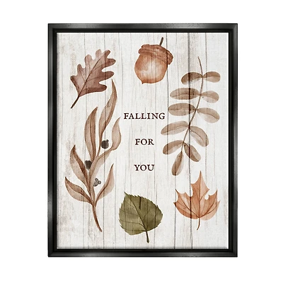 Stupell Industries Falling For You Fall Botanicals Framed Floater Canvas Wall Art