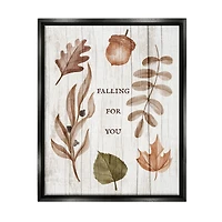 Stupell Industries Falling For You Fall Botanicals Framed Floater Canvas Wall Art